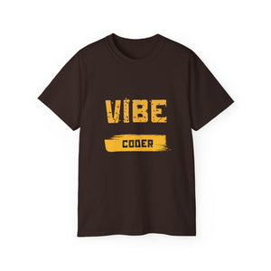 VIBE Coder T-Shirt — Retro Yellow Graphic Tee for Programmers