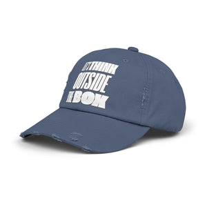 "Think Outside The Box" Unisex Distressed Cap