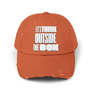 "Think Outside The Box" Unisex Distressed Cap