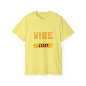 VIBE Coder T-Shirt — Retro Yellow Graphic Tee for Programmers