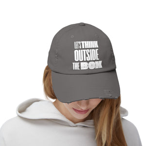 "Think Outside The Box" Unisex Distressed Cap