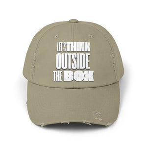 "Think Outside The Box" Unisex Distressed Cap