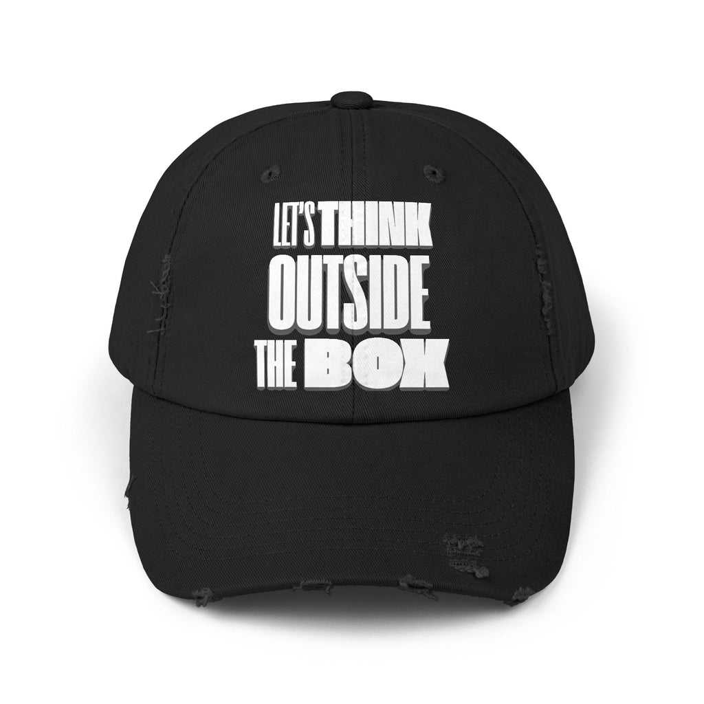 "Think Outside The Box" Unisex Distressed Cap