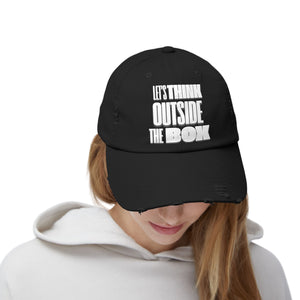 "Think Outside The Box" Unisex Distressed Cap