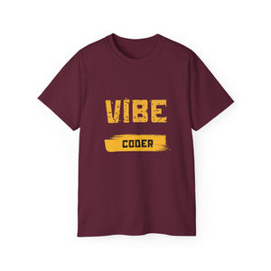 VIBE Coder T-Shirt — Retro Yellow Graphic Tee for Programmers
